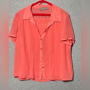 Croft and Barrow Size Extra Large Coral Pink Blouse Set‎ Chiffon Coquette